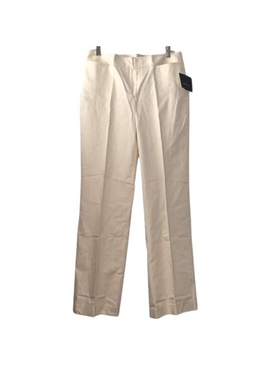 Liz Claiborne Pants - Liz Claiborne Audra Womens Off-White Straight-Leg Pants Size 12 Cotton Blend